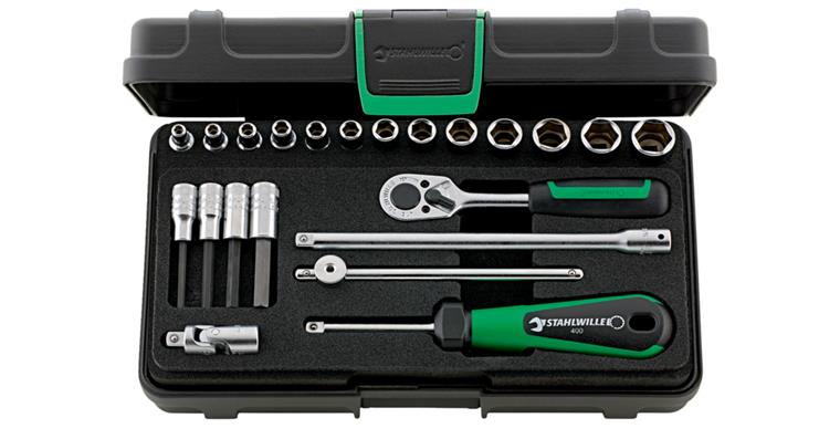 1/4 inch hex socket set 22 pieces size 3.5-13 mm in ABS plastic box