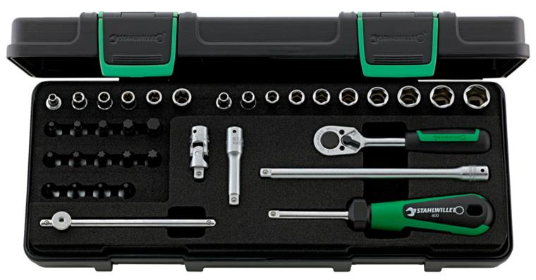 1/4 inch hexagon socket set 36 pieces AF 5-13 mm in ABS plastic box