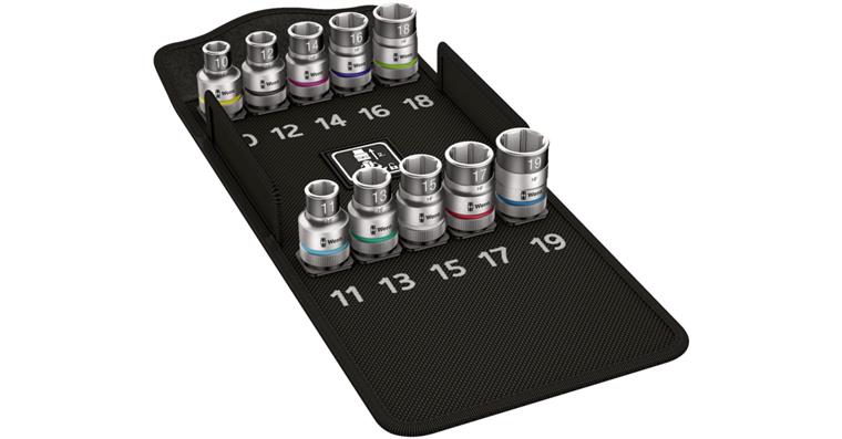 1/2 inch hexagon socket set Zyklop with holding function 10 pcs AF 10-19 mm