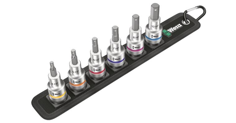 1/2 inch hex screwdriver bit set Zyklop w. holding funct. 6 pcs AF 4-10 mm