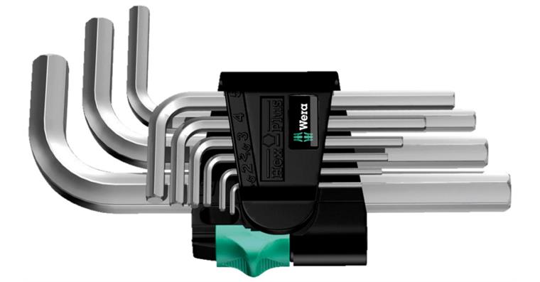 Hexagon pin wrench set DIN 911 Hex-Plus 9 pieces AF 1.5-10 mm in clip