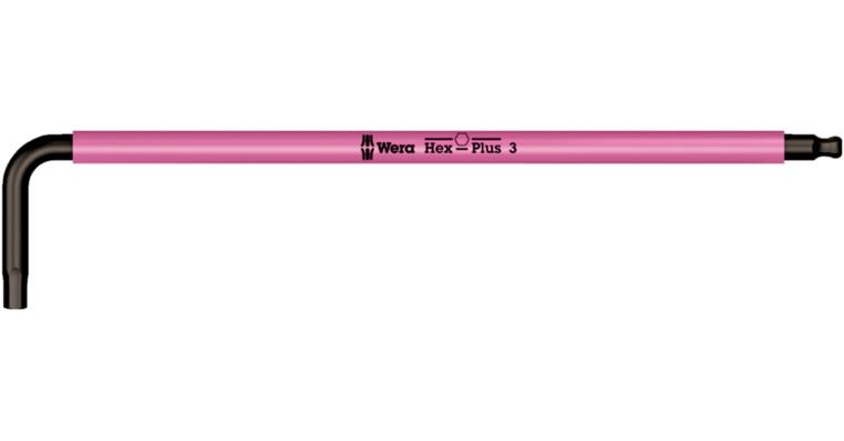 Long hex ball head pin wrench Hex-Plus pink AF 8 mm w. holding function