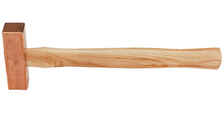 Copper hammer, fully polished E-Cu Brinell hardness 80-110 hickory handle 1500g
