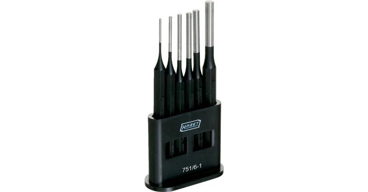 Octagonal pin punch set 6 pieces dia. 2-8 mm in stand