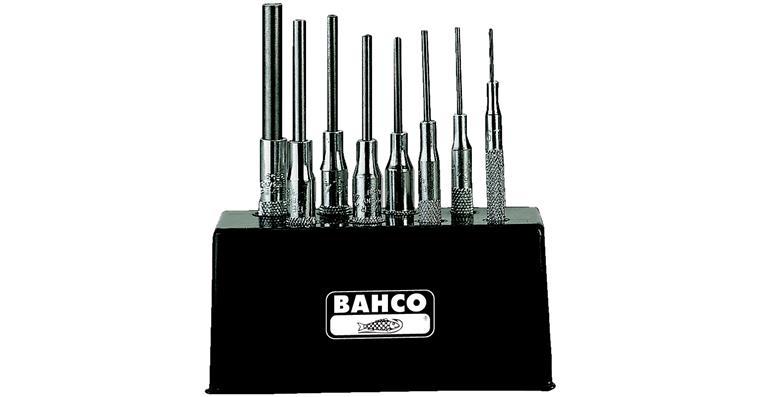 Pin punch set with guide sleeve, 8 pieces 0.9-6.0 mm in stand