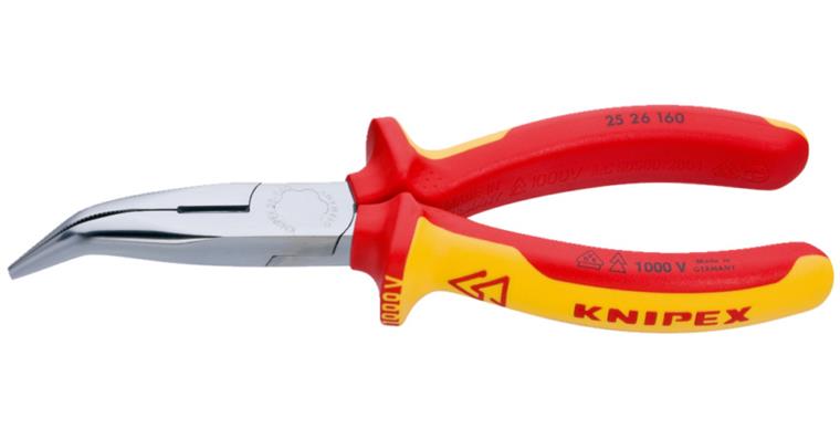 VDE snipe nose pliers 200 mm angled 40° multi-component covers head chrome-pl.