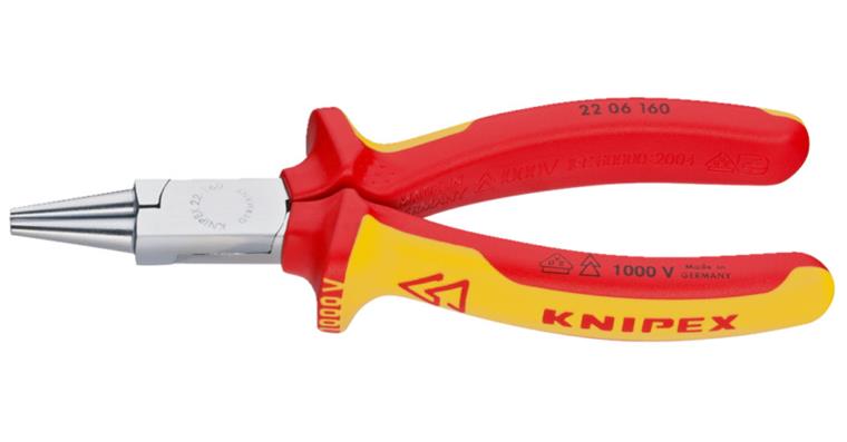 VDE rnd-nose pliers 160 mm chromium-vanadium electrical steel handles slip guard