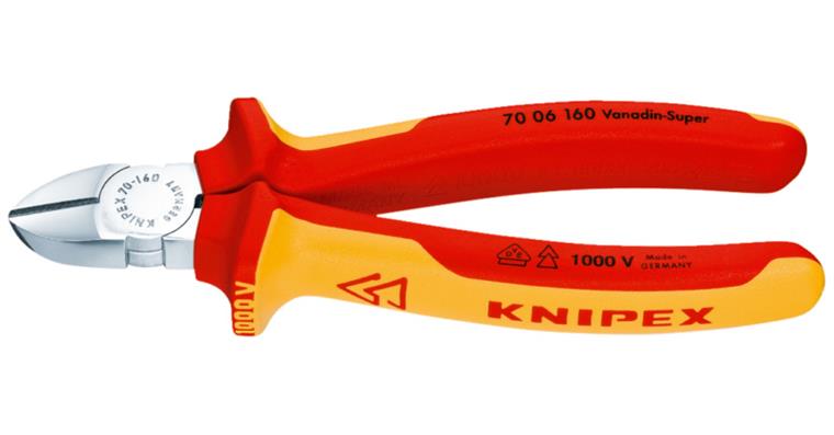 KNIPEX VDE side cutters 125 mm chrome-plated head with two-component handle