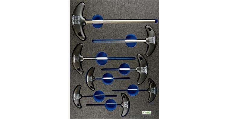 Hex key set, T-handle 8 pcs in OPT-I-STORE insert 260x345x30 mm