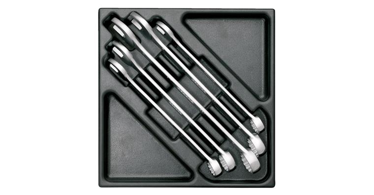 Combination spanner set 5 pcs in 2/3 tool module, UD profile 15° chrome-plated