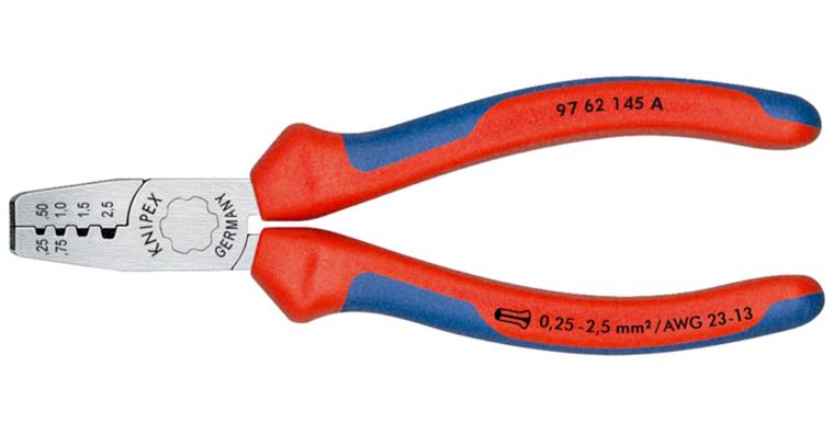KNIPEX Crimpzange 195 mm unisolierte offene Steckverbinder Zweikomponentengriff