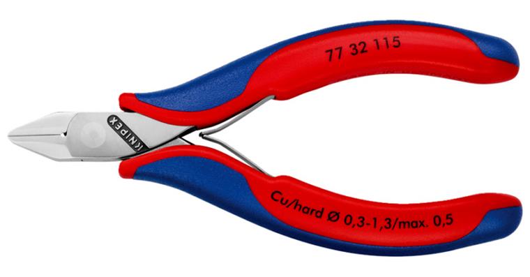 KNIPEX electronics side-cutters, 115 mm, pointed head with small chamfer