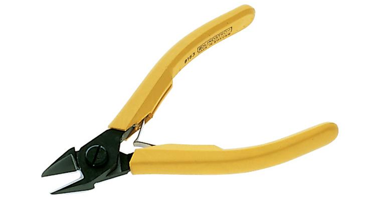Electronics side cutters, pointed jaws, strong with bevel 125 mm