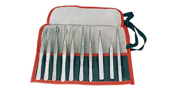 Pinzettensatz Inox Länge 145 mm 10teilig in Rolltasche