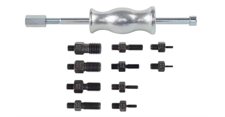 Puller with slide hammer with threaded inserts M3-M18 for female threads