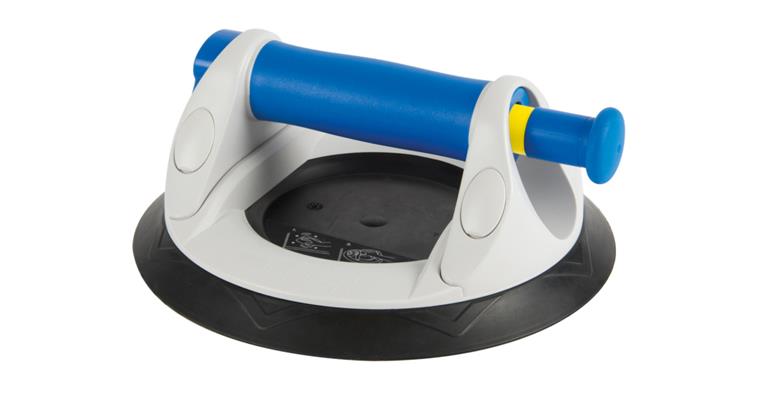Pump-activated vacuum lifter plastic, ret. force approx. 120kg w/1 suction disc