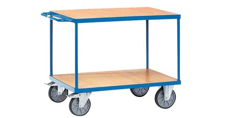 Heavy table trolley 2 shelves load. surf. 1000x600 mm load 600 kg RAL 5007