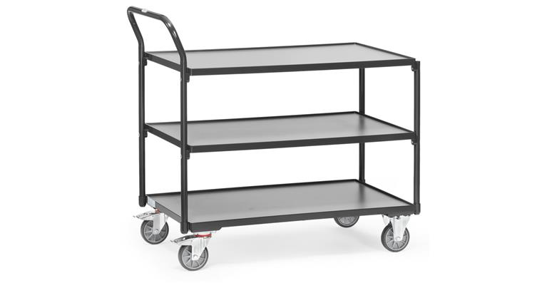 Light table trolley 3 shelves loading surface 1000x600 mm load 300 kg RAL 7016