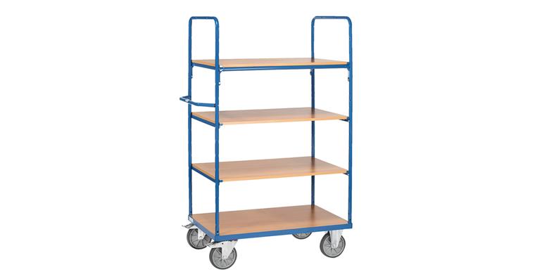 Etagenwagen 4 Böden Tragkraft 600 kg 1200x800 mm RAL 5007