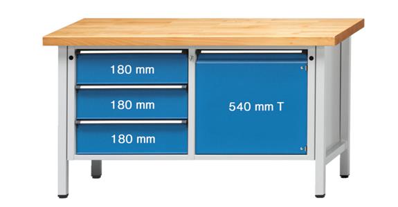 Kastenwerkbank Modell 106 V Buche-Massiv-Platte Höhe 900 mm RAL 7035/5012