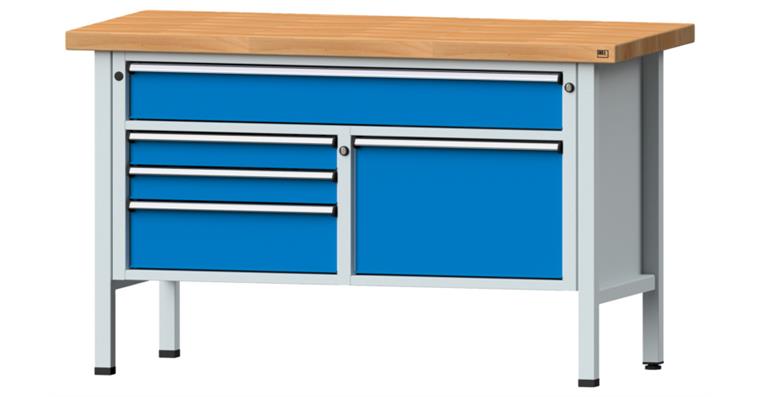 1082075233 Cabinet workbench model 256 V beech solid plate height 900 mm RAL 7035/5012