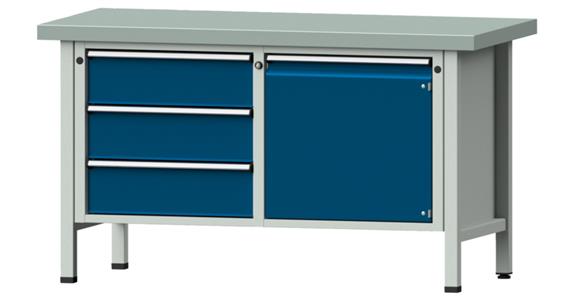 Kastenwerkbank Modell 106 V Platte mit Stahlblechbelag Höhe 850 mm RAL 7035/5010