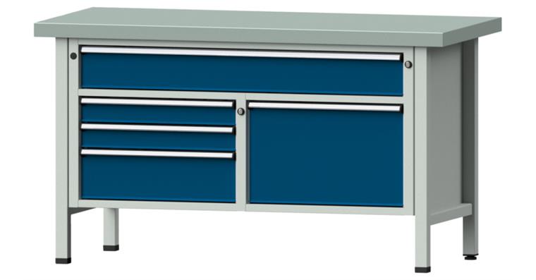 Kastenwerkbank Modell 256 V Platte mit Stahlblechbelag Höhe 850 mm RAL 7035/5010