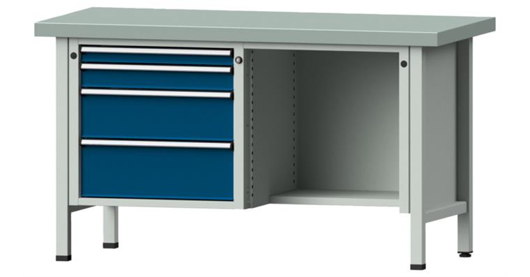 Kastenwerkbank Modell 341 V Platte mit Stahlblechbelag Höhe 850 mm RAL 7035/5010