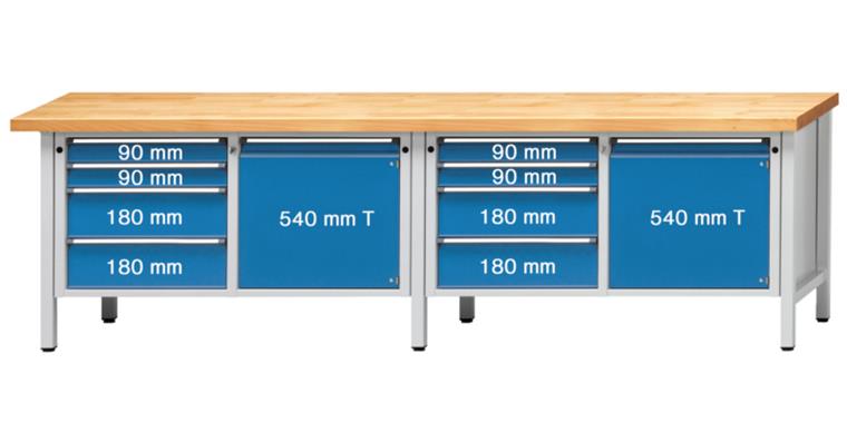 Kastenwerkbank Modell 131 V Universal-Platte Höhe 850 mm RAL 7035/5012