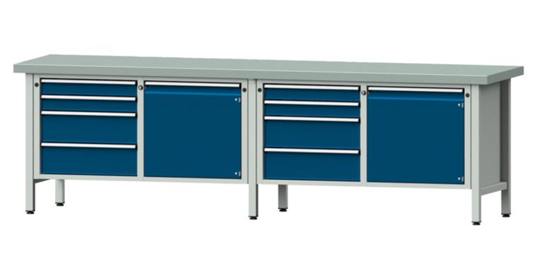 Kastenwerkbank Modell 131 V Platte mit Stahlblechbelag Höhe 850 mm RAL 7035/5010