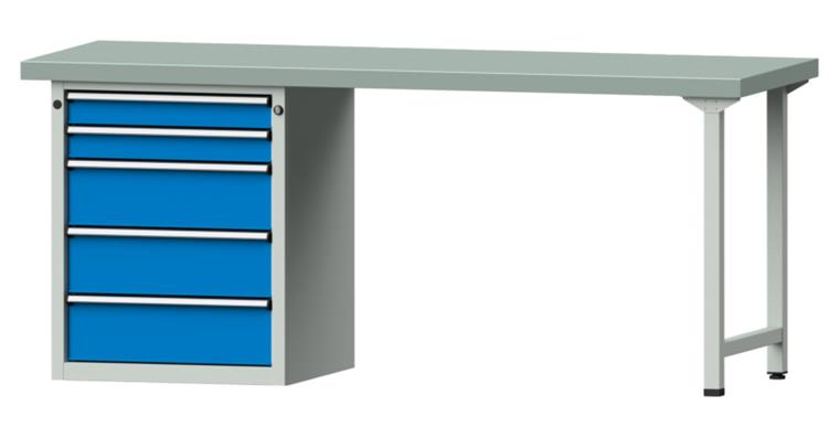 Combination workbench 2000x700x850mm model 830V pl. w/ sh. st coat. RAL7035/5012