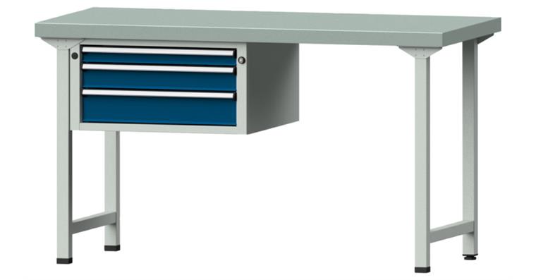 Kombiwerkbank 1500x700x850mm Modell 502V Platte mit Stahlblechbelag RAL7035/5010