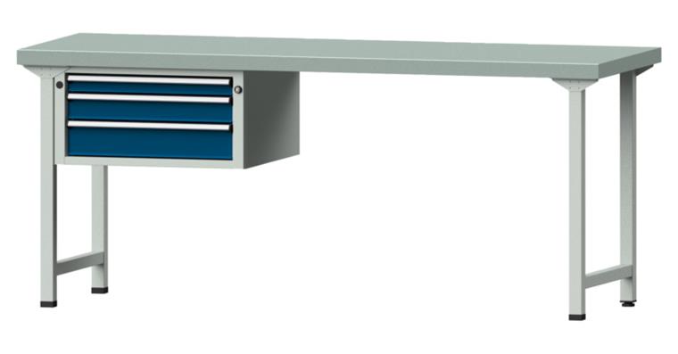 Kombiwerkbank 2000x700x850mm Modell 522V Platte mit Stahlblechbelag RAL7035/5010