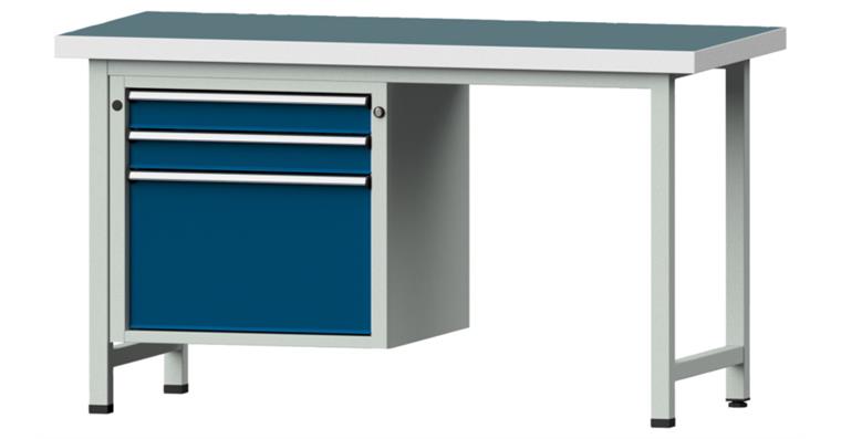 Combination workbench 1500x700x850mm model 702V universal plate RAL7035/5010