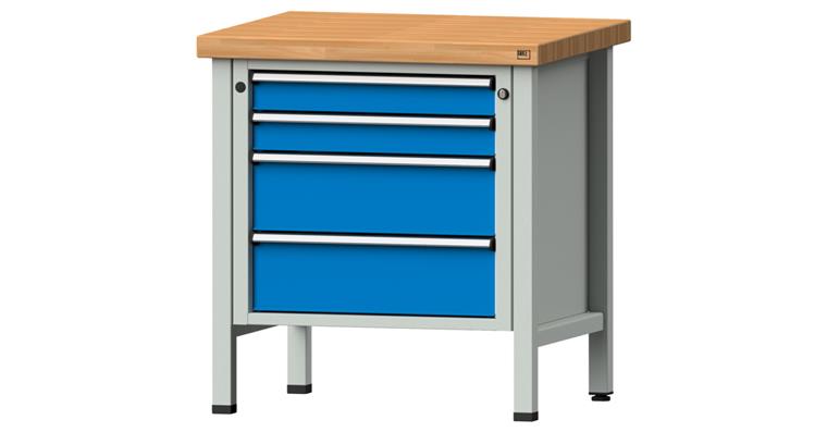 Kastenwerkbank BMP 800x700x900 mm 4 Schubladen 2x90/2x180 mm RAL7035/5012