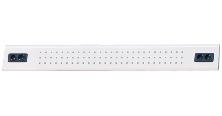 Power strip 1500x90x170mm RAL7035 light grey 2x dual Schuko sockets 230V/50Hz