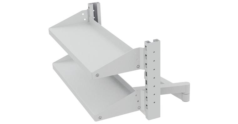 LIZZARD Schwenkarm mit Schwenkrahmen und 2 neigbaren Fachböden BxTxH 680x287x400 mm