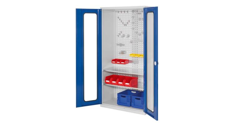 1082554103 Werkzeug-Schrank Sichtfenstertüren HxBxT 1950x1000x410 RAL 5012