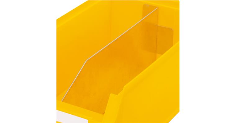 Longitudinal divider, thin sheet, for easy-view storage bin size 2