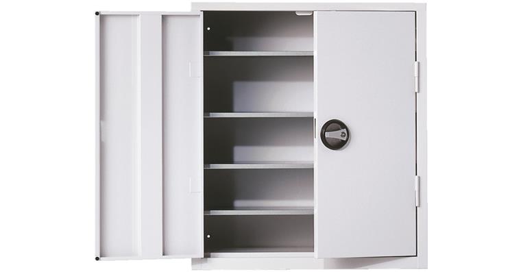 Cabinet with doors 780x690x285 mm 4 shelves w/o easy-view storage bins RAL 7035