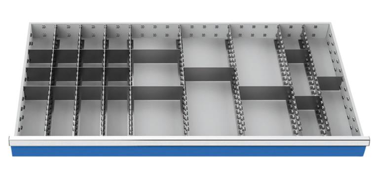 Drawer divider, metal boxes, 27 pcs front height 100/125 mm