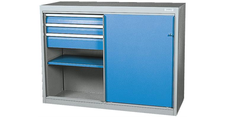 Drawer sliding door cabinet housing (empty) RAL 7035/5010 1019x1410x790mm