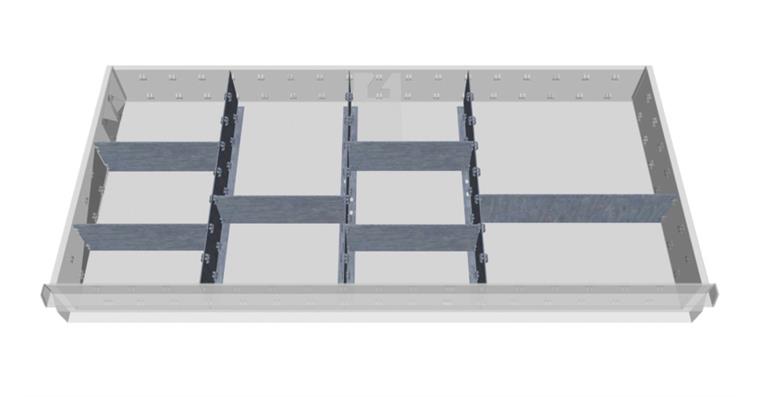 Schubladeneinteilung Metall Fronthöhe 150 mm für Schränke 980 mm breit