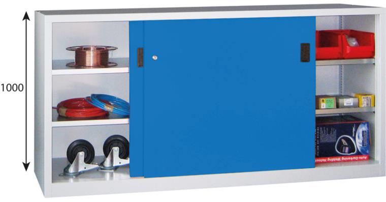 1084835612 Slid door cab, solid sheet metal doors H 1000 x W 2000 x D 600 mm RAL 7035/5012
