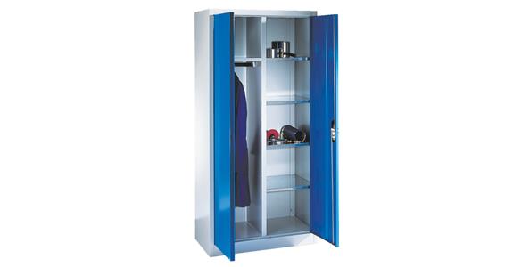 Flügeltür-Werkzeugschrank mit Kleiderstange RAL7035/5010 1950x930x500 mm