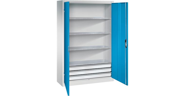 1085128402 Large tool cabinet 1950x1200x400 RAL7035/5012, drawer block, bottom
