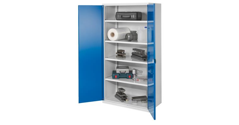 Hvy-dty cab. w/o centr. divider RAL 7035/5012 sld. sh. met. doors 1950x1000x600