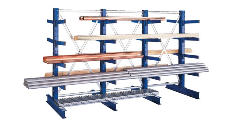 Kragarm-Anbauregal doppelseitig IPE 140 4 Kragarme 2000x1000x2100 mm Mittel