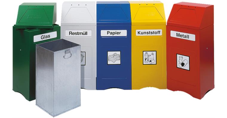 Waste container self-closing lid fire-retardant prevents odours 65l light grey