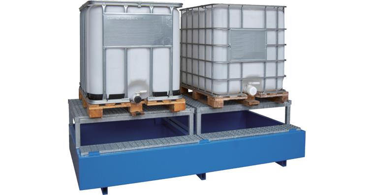 KTC tray w/ filling stand for 2 KTC WxDxH 2620x1400x745 mm RAL 5015